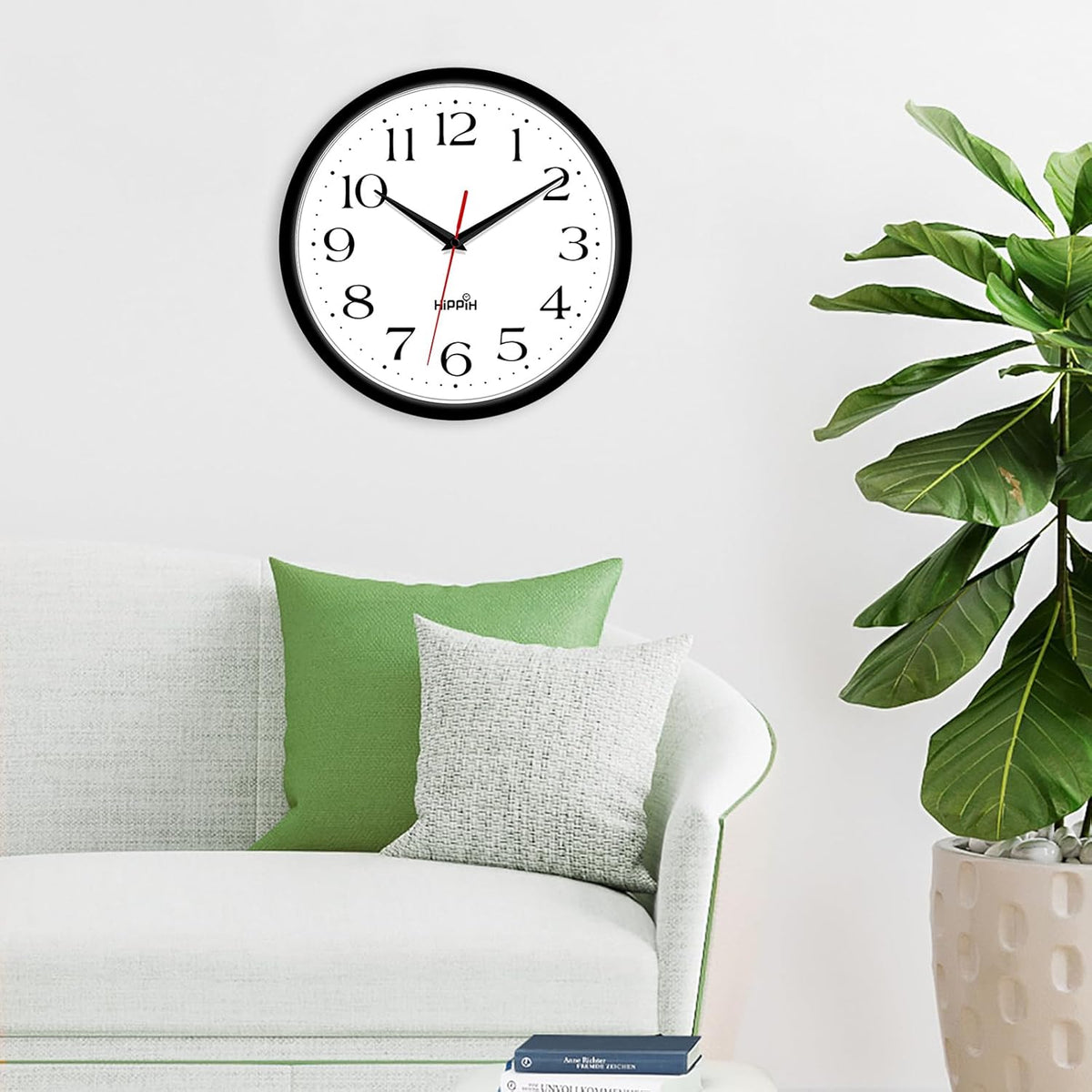HIPPIH 10 Inch Wall Clock, 2Pack Silent Non Ticking Battery Operated Clocks
