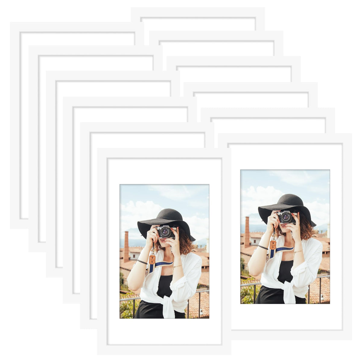 Picrit 8x10 Picture Frame Set of 12, Modern Gallery Wall Frames, Black