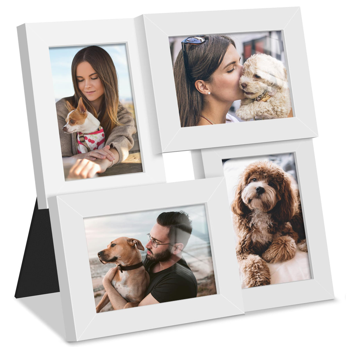 DUENPY 4x6 Collage Frame Tempered Glass For 4 4x6 Photos Brown