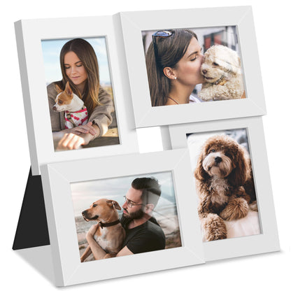 DUENPY 4x6 Collage Frame Tempered Glass For 4 4x6 Photos Brown