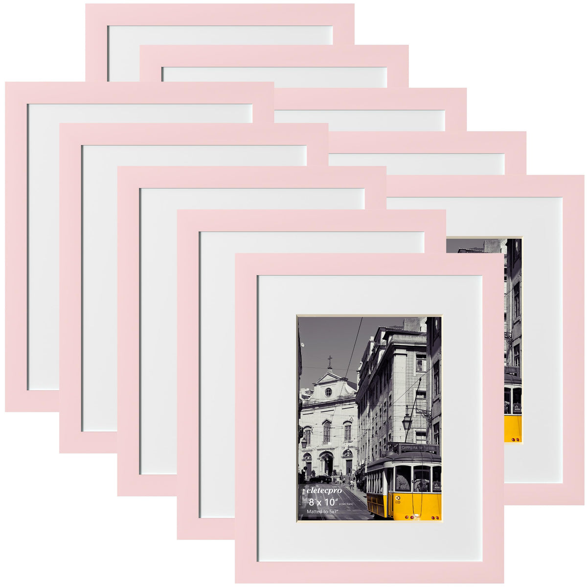 eletecpro 8x10 Picture Frames, Acrylic Cover, Black, Set of 10