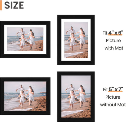 upsimples 5x7 Picture Frame, Photo Collage Wall Decor Set of 10, Black