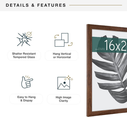 MCS Studio Gallery Poster Frame, 16x20, Walnut Woodgrain