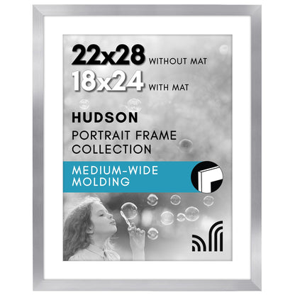 Americanflat 22x28 Poster Frame - Matted to 18x24 - Engineered Wood - Black