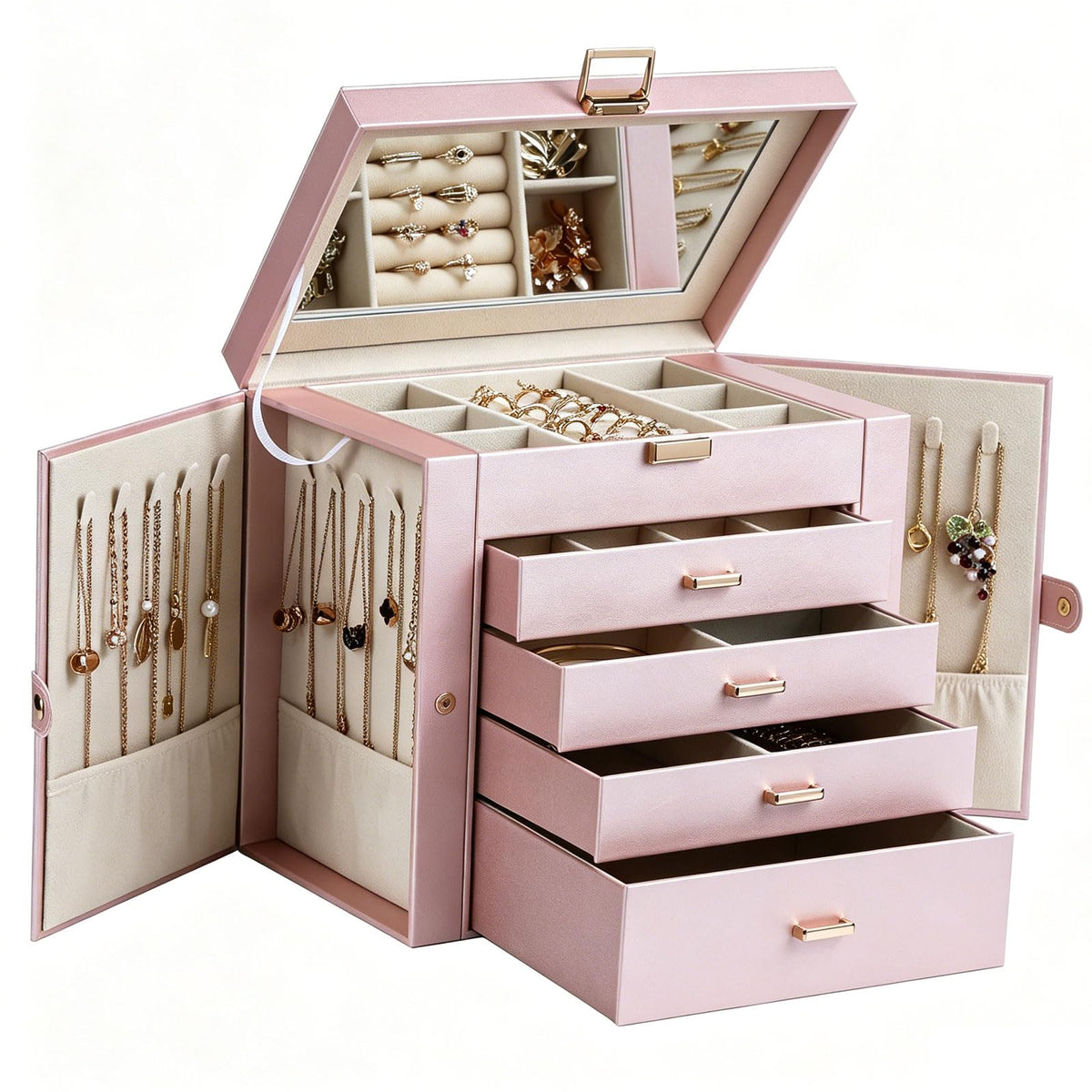 BOOVO Large Jewelry Box for Women 6 Layer