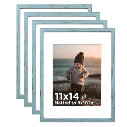 KINLINK 5x7 Picture Frame White Set of 4, Wooden Photo Frames Matted 4x6 with Plexiglass for 4x6 with Mat or 5x7 without Mat for Table and Wall Display