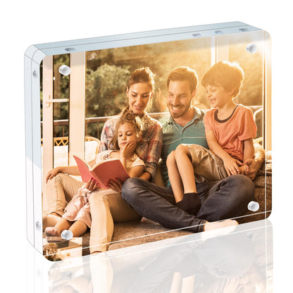 Egofine 5x7 Acrylic Frames 6 Pack, 20mm Thicker Frameless Clear Picture Frames, Double Sided Magnetic Picture Frames, Free Standing Desktop Display