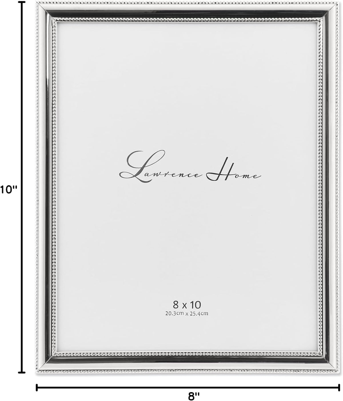 Lawrence Frames 510780 8x10 Metal Picture Frame Silver-Plate with Delicate Beading