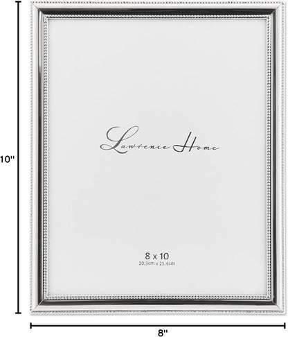 Lawrence Frames 510780 8x10 Metal Picture Frame Silver-Plate with Delicate Beading
