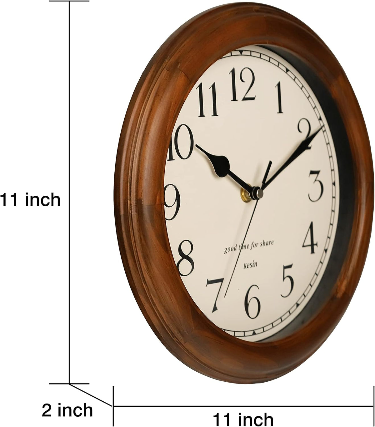 Kesin Wooden wall Clock with Retro Design, 11 Inches Round Wall Clocks
