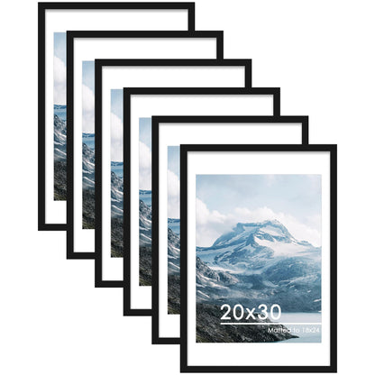 PEALSN 8x10 Picture Frame Set of 6,Wall or Tabletop Display,Black Woodgrain