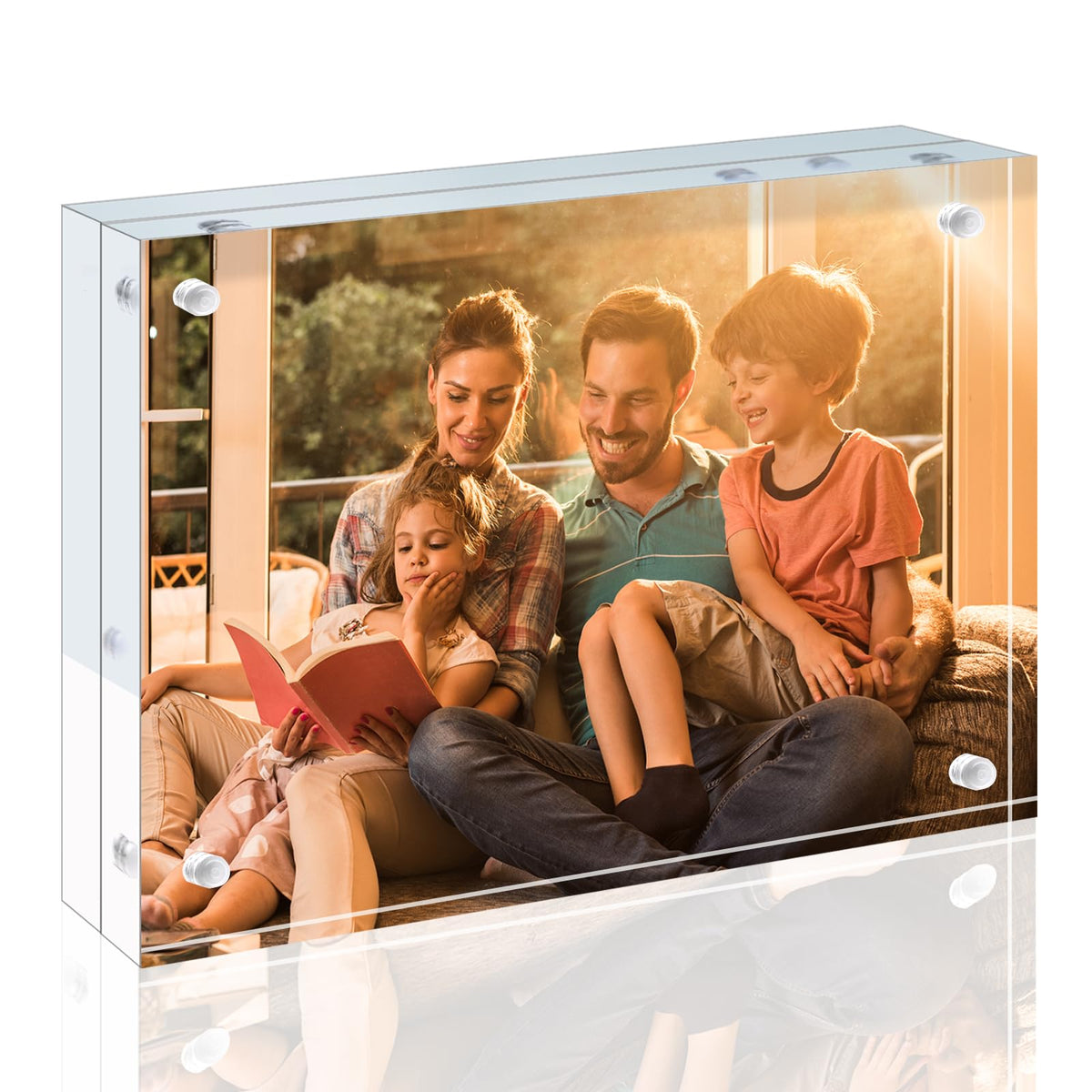 Egofine 5x7 Acrylic Frames 6 Pack, 20mm Thicker Frameless Clear Picture Frames, Double Sided Magnetic Picture Frames, Free Standing Desktop Display