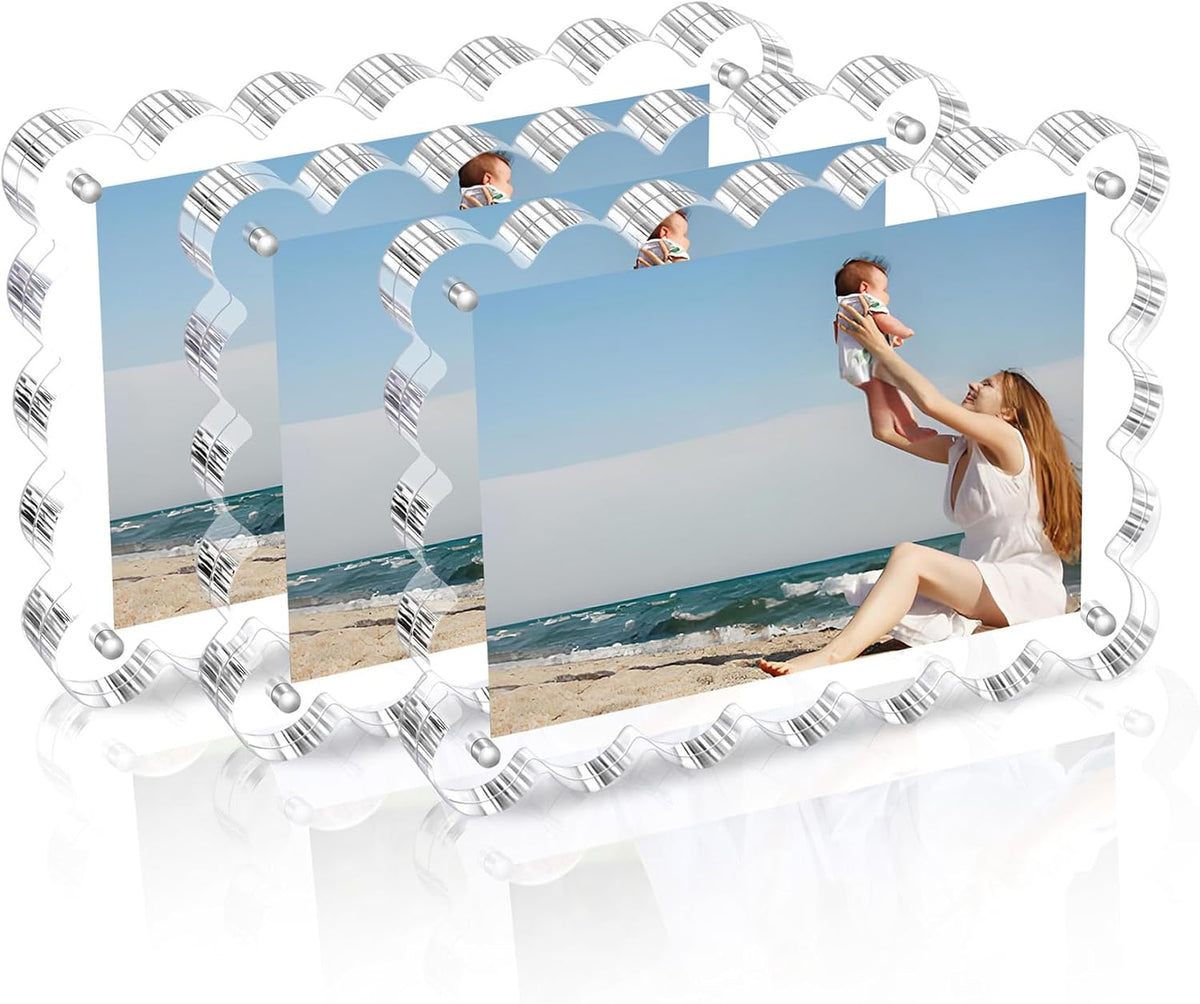 Chivalral 3 Pack 4x6 Acrylic Picture Frame, Double-Sided Tabletop Display