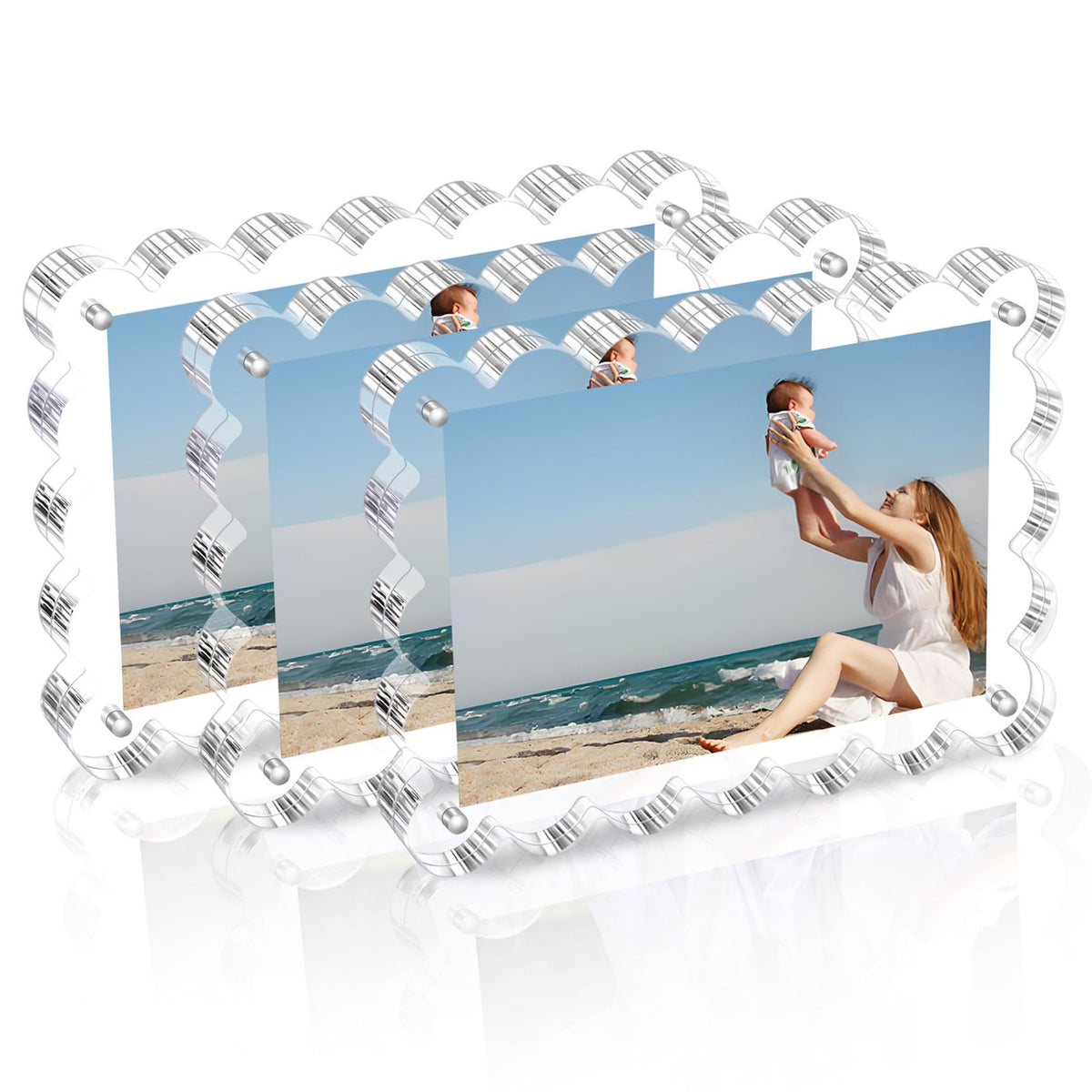 Chivalral 3 Pack 4x6 Acrylic Picture Frame, Double-Sided Tabletop Display