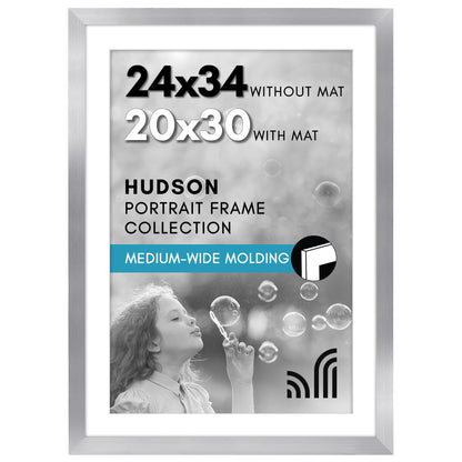 Americanflat 22x28 Poster Frame - Matted to 18x24 - Engineered Wood - Black