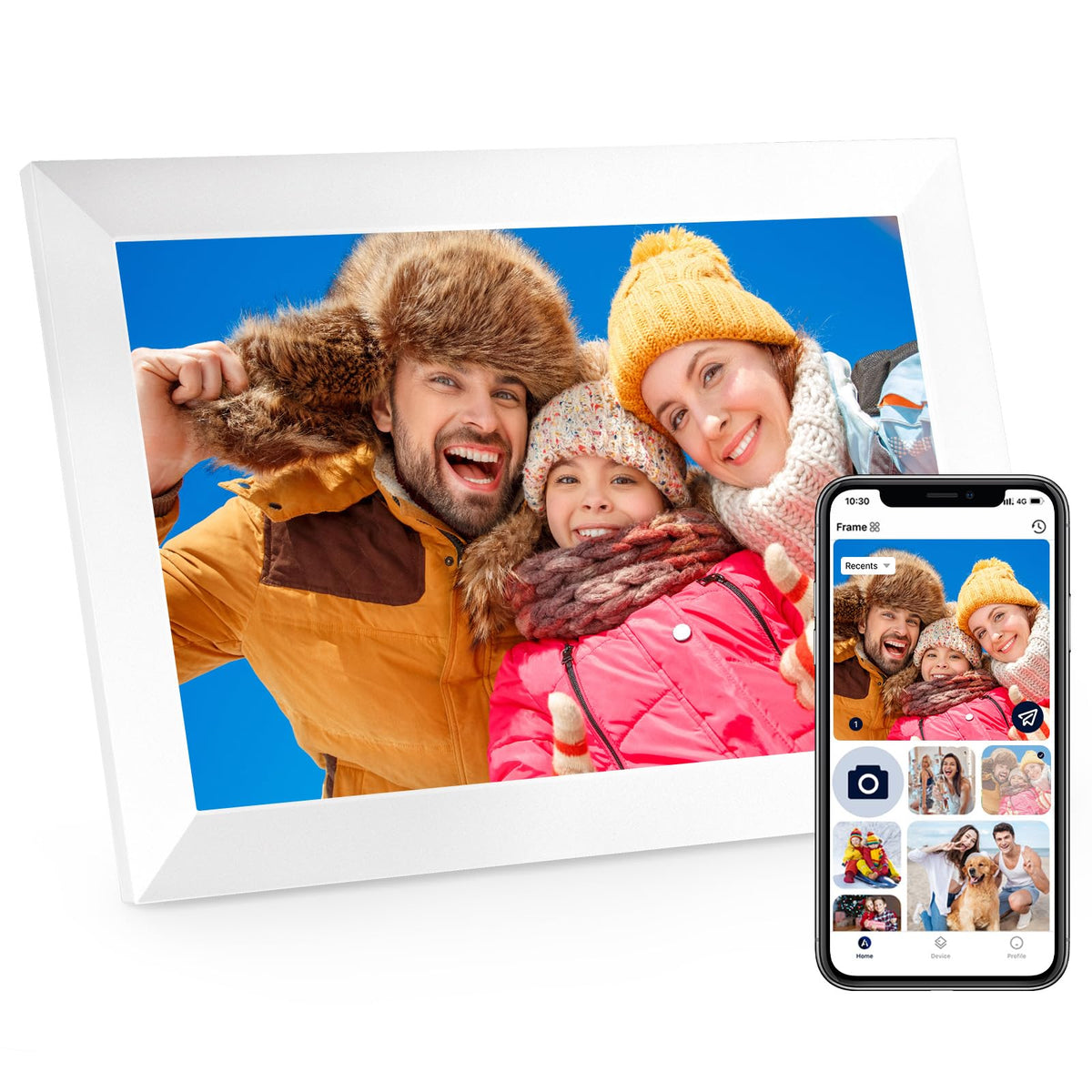 Digital Picture Frame 10.1 Inch Digital Photo Frame 32GB Storage, WiFi Picture Frame with1280x800 IPS Touch Screen, Auto-Rotate Photo Frame Share Your Photos and Videos via AiMOR App, Black