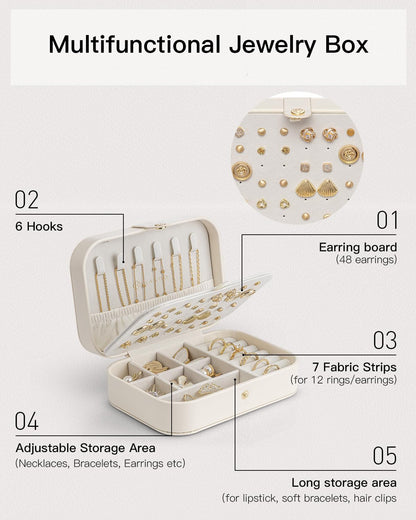 VLANDO Travel Jewelry Case, Portable Jewelry Earring Box Organizer