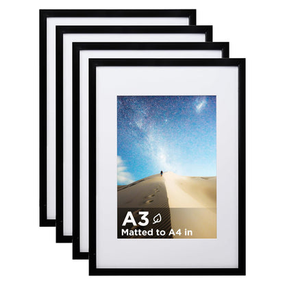 KINLINK 5x7 Picture Frame White Set of 4, Wooden Photo Frames Matted 4x6 with Plexiglass for 4x6 with Mat or 5x7 without Mat for Table and Wall Display
