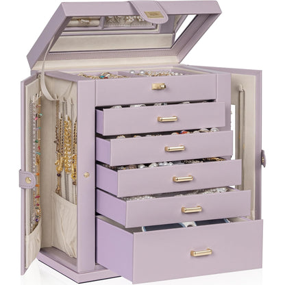 AKOZLIN 6-Tier Jewelry Box Organizer 5 Drawers Storage Black Regular