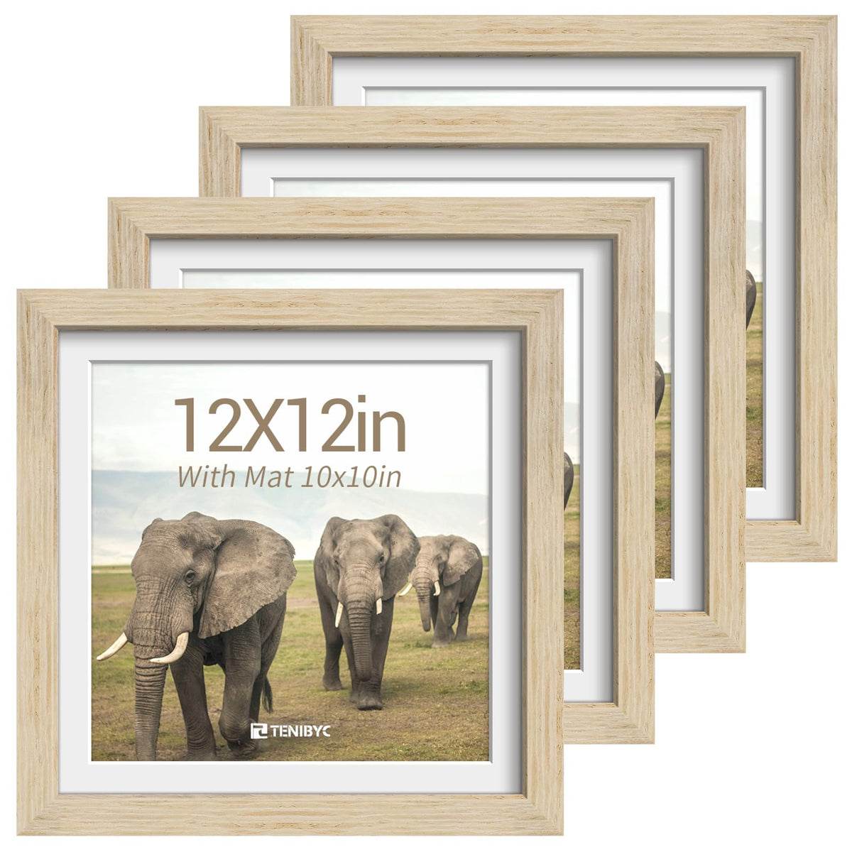5x7 picture frame 4 Pack, 4x6 Mat, Black Wood, Glass, for Photo