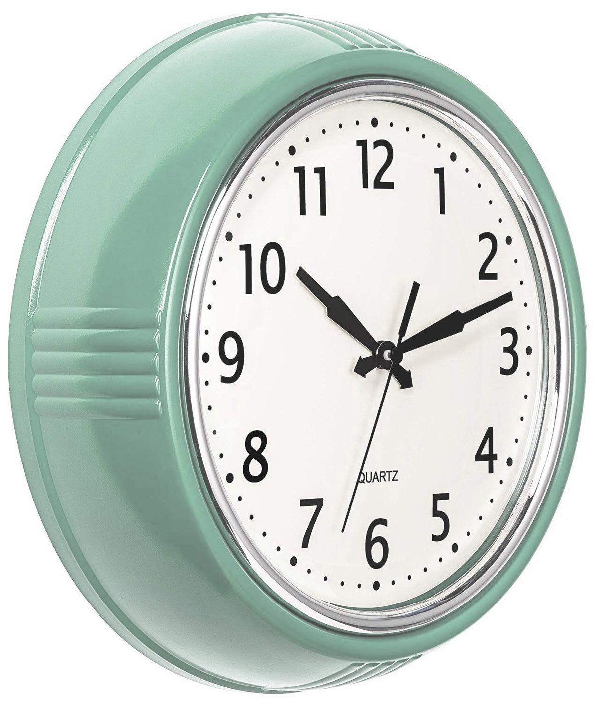 Bernhard Products Retro Wall Clock 12 Inch Red Kitchen 50's Vintage Design Round Silent Non Ticking Battery Operated Quality Quartz Clock for Home Office School or Classroom