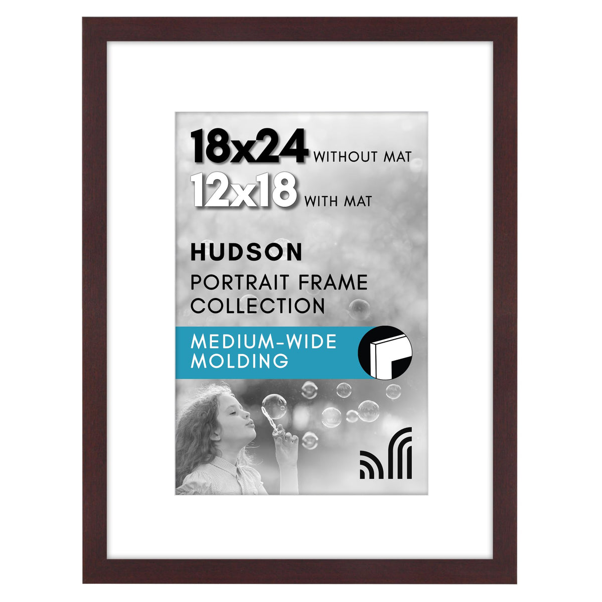 Americanflat 22x28 Poster Frame - Matted to 18x24 - Engineered Wood - Black