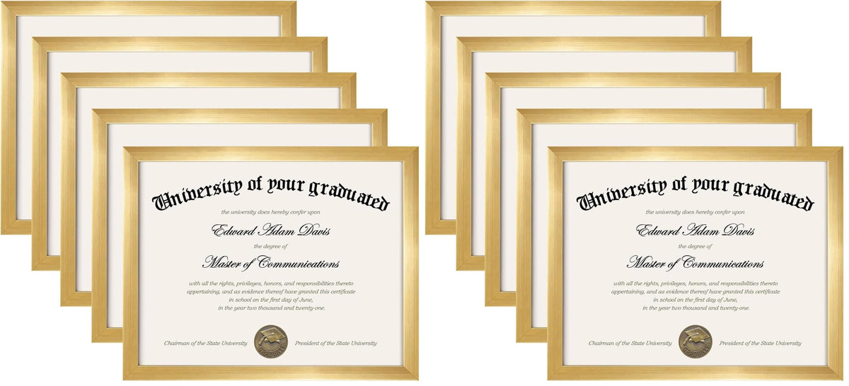 upsimples Certificate Frame, 8.5 by 11 Glass Diploma Frames, 5 Pack, Black