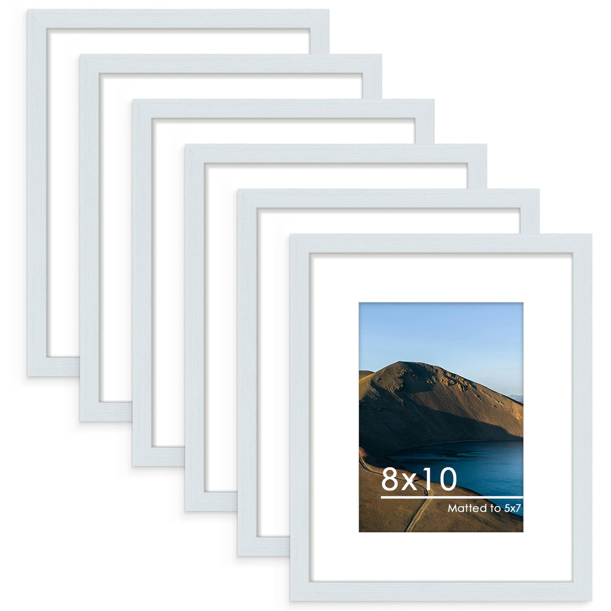 PEALSN 8x10 Picture Frame Set of 6,Wall or Tabletop Display,Black Woodgrain