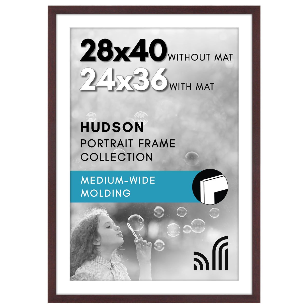 Americanflat 22x28 Poster Frame - Matted to 18x24 - Engineered Wood - Black