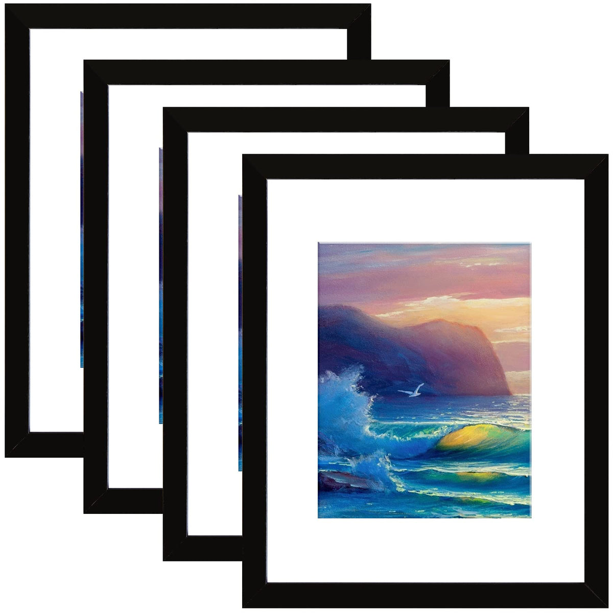 SESEAT 8x10 Picture Frames Rustic Brown with Mat Photo Frames 4 Packs for Tabletop or Wall