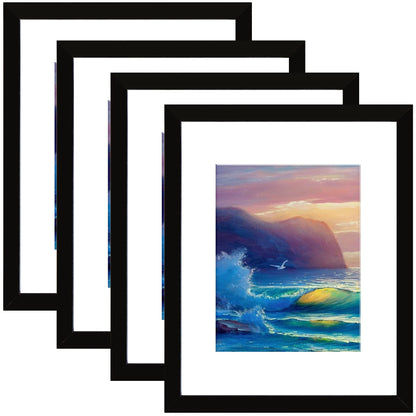 SESEAT 8x10 Picture Frames Rustic Brown with Mat Photo Frames 4 Packs for Tabletop or Wall