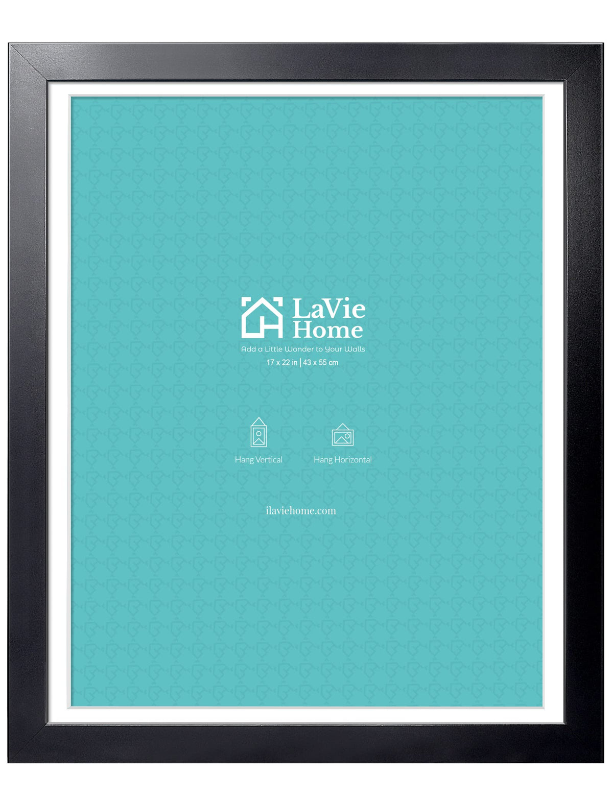 LaVie Home 14x18 Picture Frame Black Poster Frame,Display Pictures 12x16 with Mat or 14x18 Without Mat, Stable and Sturdy Frame and Polished Plexiglass, Horizontal and Vertical Format of The Walls