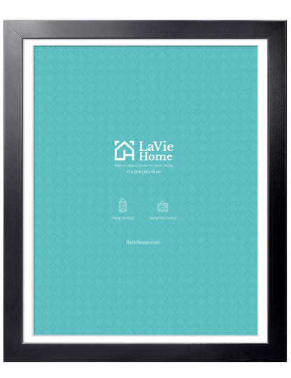 LaVie Home 14x18 Picture Frame Black Poster Frame,Display Pictures 12x16 with Mat or 14x18 Without Mat, Stable and Sturdy Frame and Polished Plexiglass, Horizontal and Vertical Format of The Walls