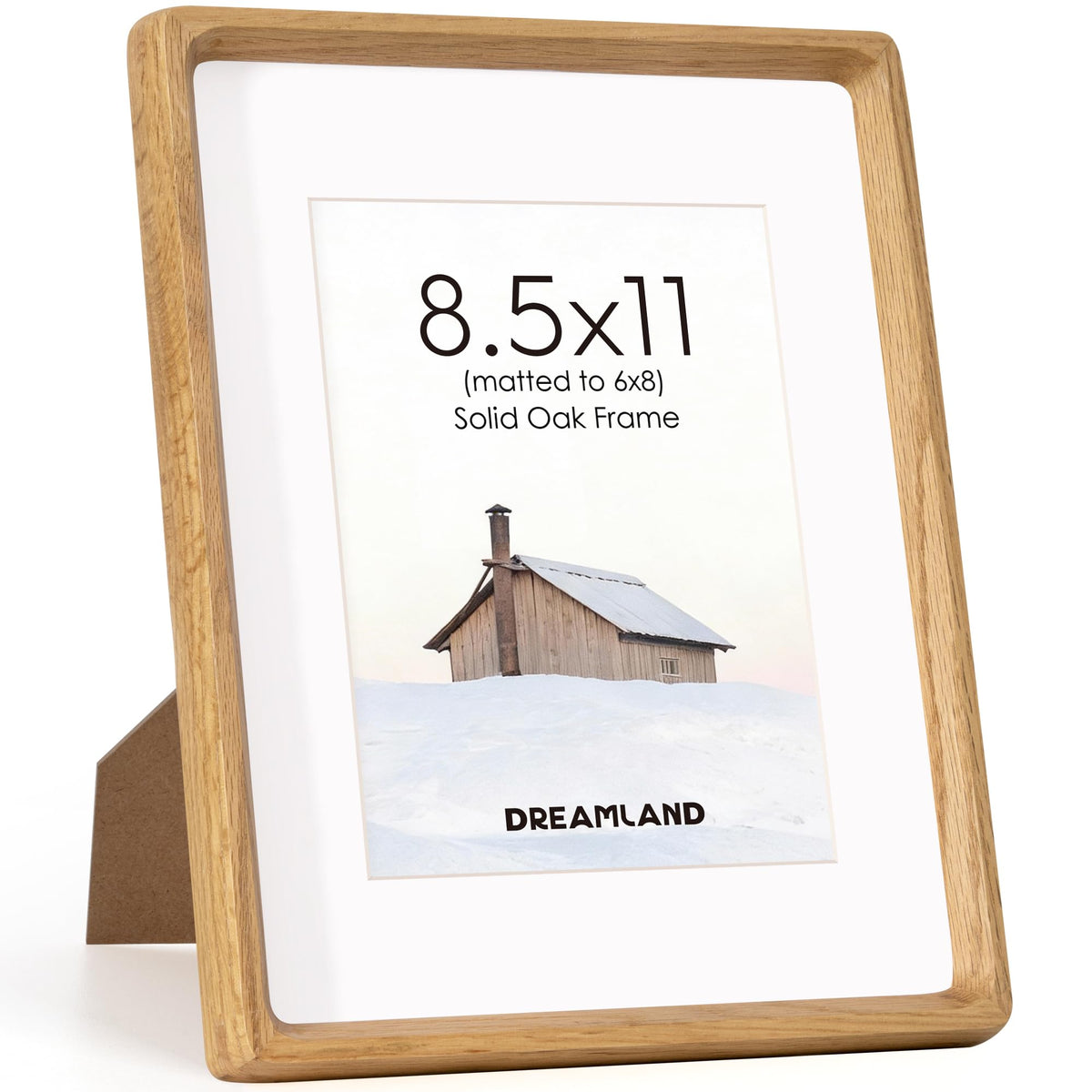 Dreamland 8x10 Picture Frame, USA-Sourced Oak Wood Photo Frames with HD Tempered Glass, 8 x 10 Wooden Frame Matted to 5 x 7, 8x10 Frames Handcrafted Rounded Corner for Tabletop or Wall Display