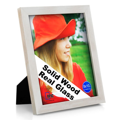 RPJC 5x7 Solid Wood Picture Frame with Real Glass Cover Black