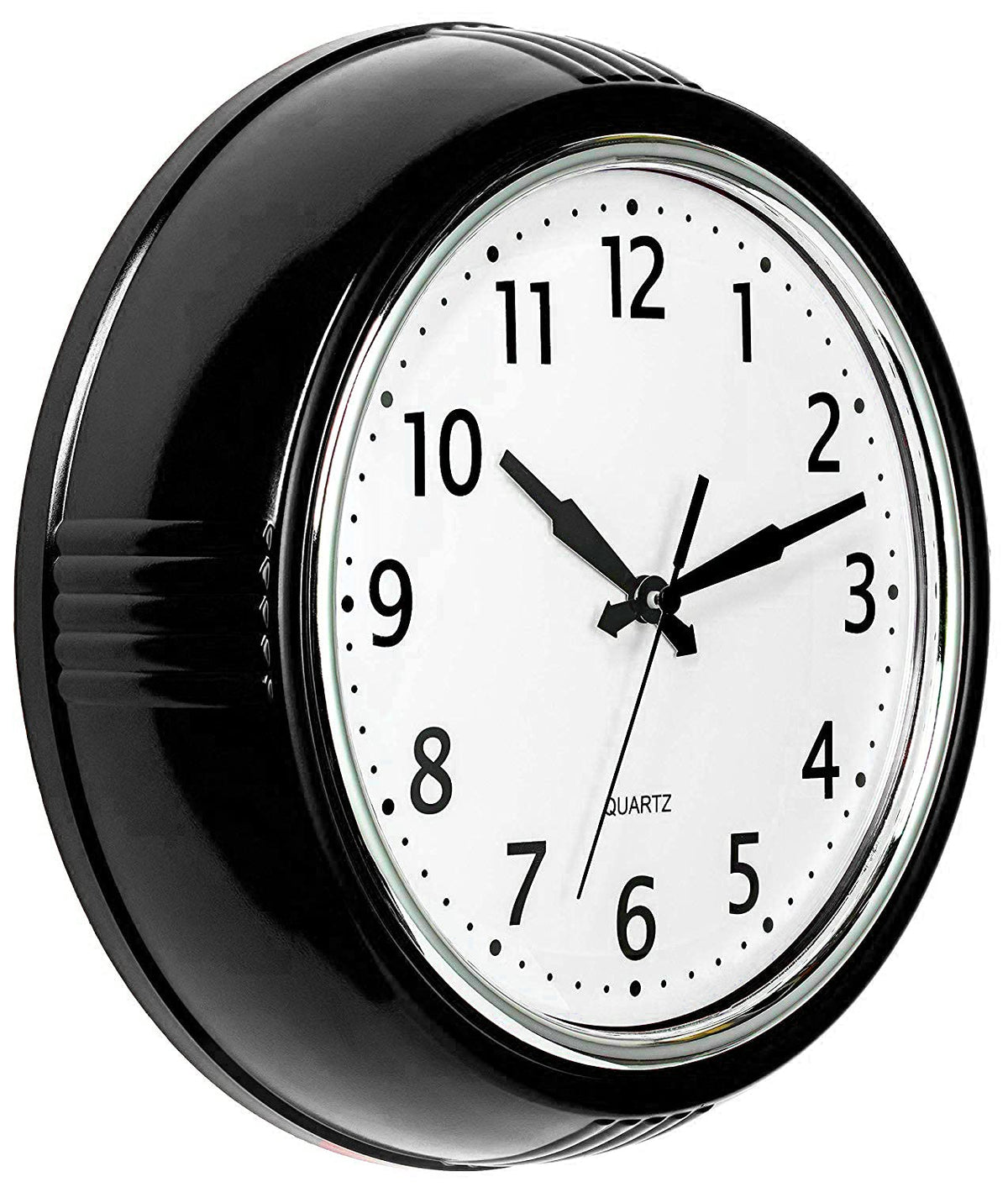 Bernhard Products Retro Wall Clock 12 Inch Red Kitchen 50's Vintage Design Round Silent Non Ticking Battery Operated Quality Quartz Clock for Home Office School or Classroom