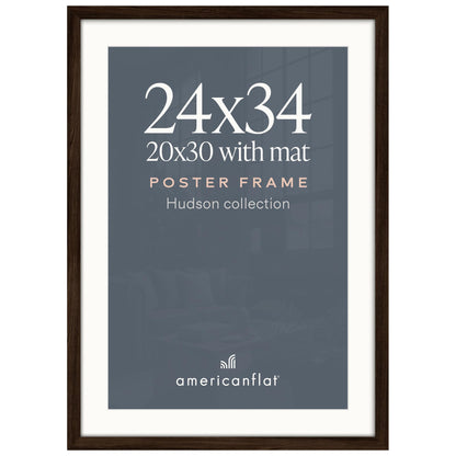 Americanflat 22x28 Poster Frame - Matted to 18x24 - Engineered Wood - Black