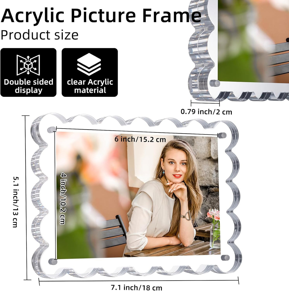 Chivalral 3 Pack 4x6 Acrylic Picture Frame, Double-Sided Tabletop Display