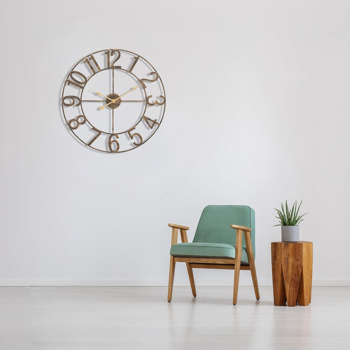 Sorbus Large Wall Clock, Metal Frame, Battery Powered (24 Inch, Bronze)
