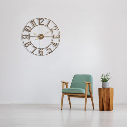 Sorbus Large Wall Clock, Metal Frame, Battery Powered (24 Inch, Bronze)