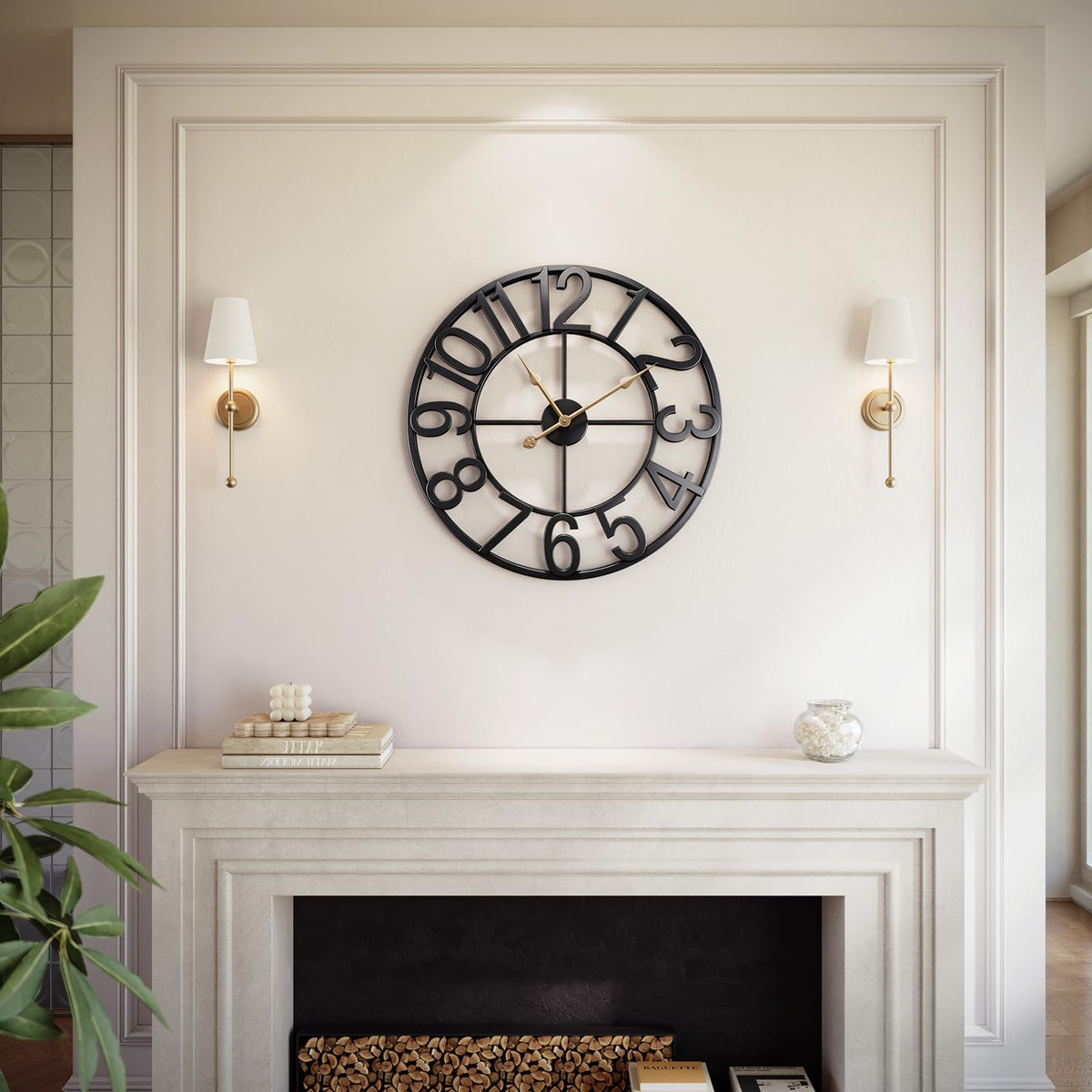 Vantic 32 Inch Large Wall Clock, Roman Numeral Metal Oversized Wall Clocks