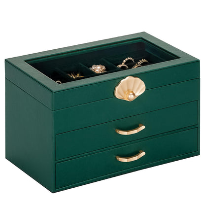 Enthralite Modern Jewelry Organizer for Women: 4-Layer Box with Clear Lid
