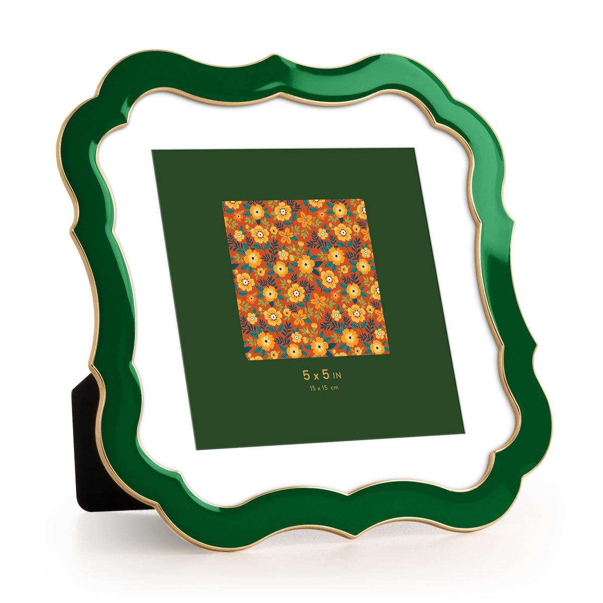 4x6 Enamel Picture Frame with HD-Tempered Glass, Display 3x5 Photo with Mat, Ornate Photo Frame with Gold Metal Edge & Velvet Back for Tabletop & Wall Mount Vertically or Horizontally Display, White