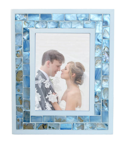 Mother of Pearl Picture Frame 5x7, Grey+White, 1pc