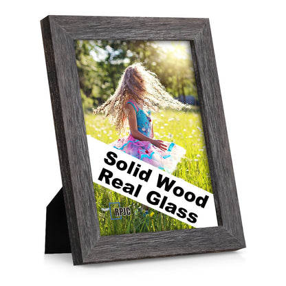 RPJC 5x7 Solid Wood Picture Frame with Real Glass Cover Black