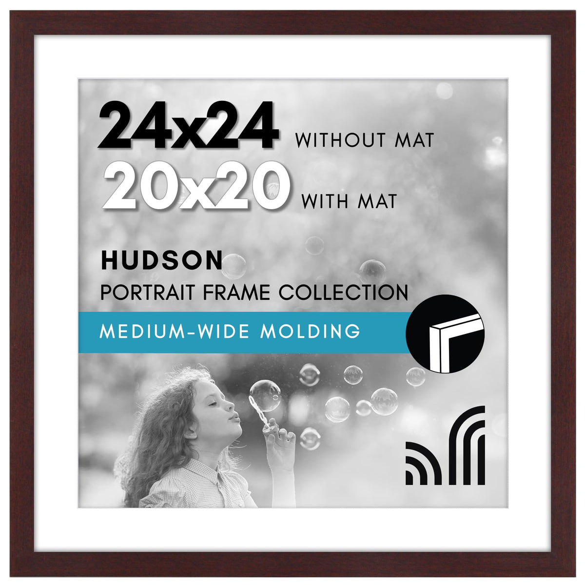 Americanflat 22x28 Poster Frame - Matted to 18x24 - Engineered Wood - Black