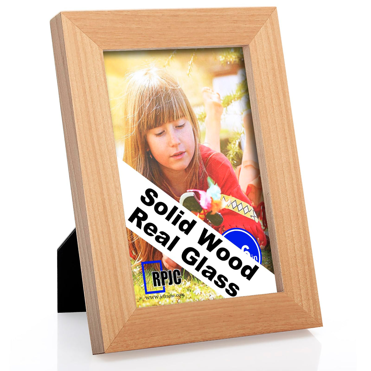 RPJC 5x7 Solid Wood Picture Frame with Real Glass Cover Black