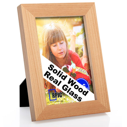RPJC 5x7 Solid Wood Picture Frame with Real Glass Cover Black