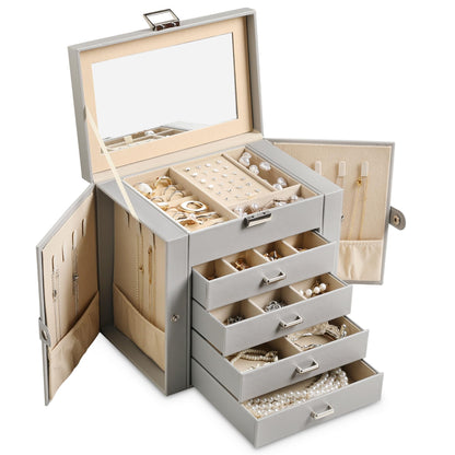 Frebeauty 6-Layer Jewelry Box for Women,Large Jewelry Organizer with Drawer