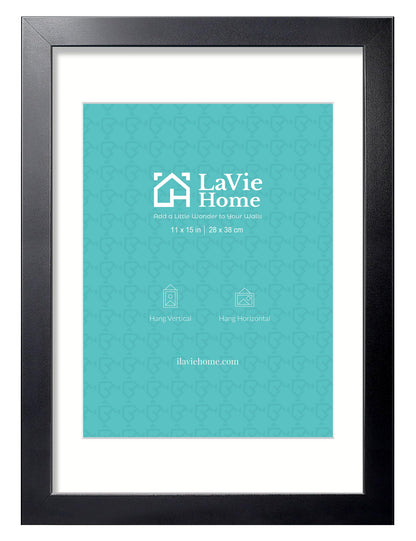 LaVie Home 14x18 Picture Frame Black Poster Frame,Display Pictures 12x16 with Mat or 14x18 Without Mat, Stable and Sturdy Frame and Polished Plexiglass, Horizontal and Vertical Format of The Walls